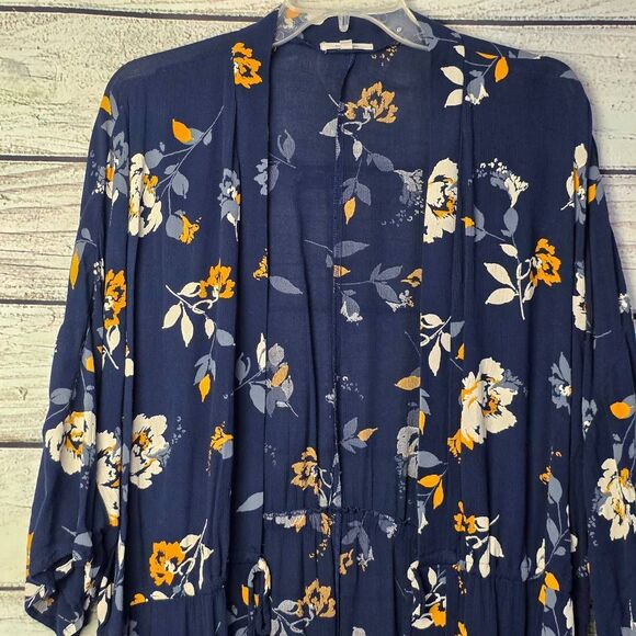 Maurices Navy Floral Kimono Cardigan 0/1 - Picture 3 of 10